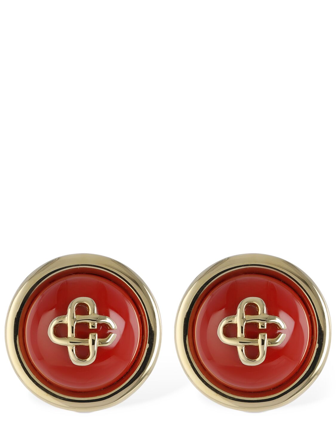 Casablanca Cc Dome Stud Earrings In Red,gold