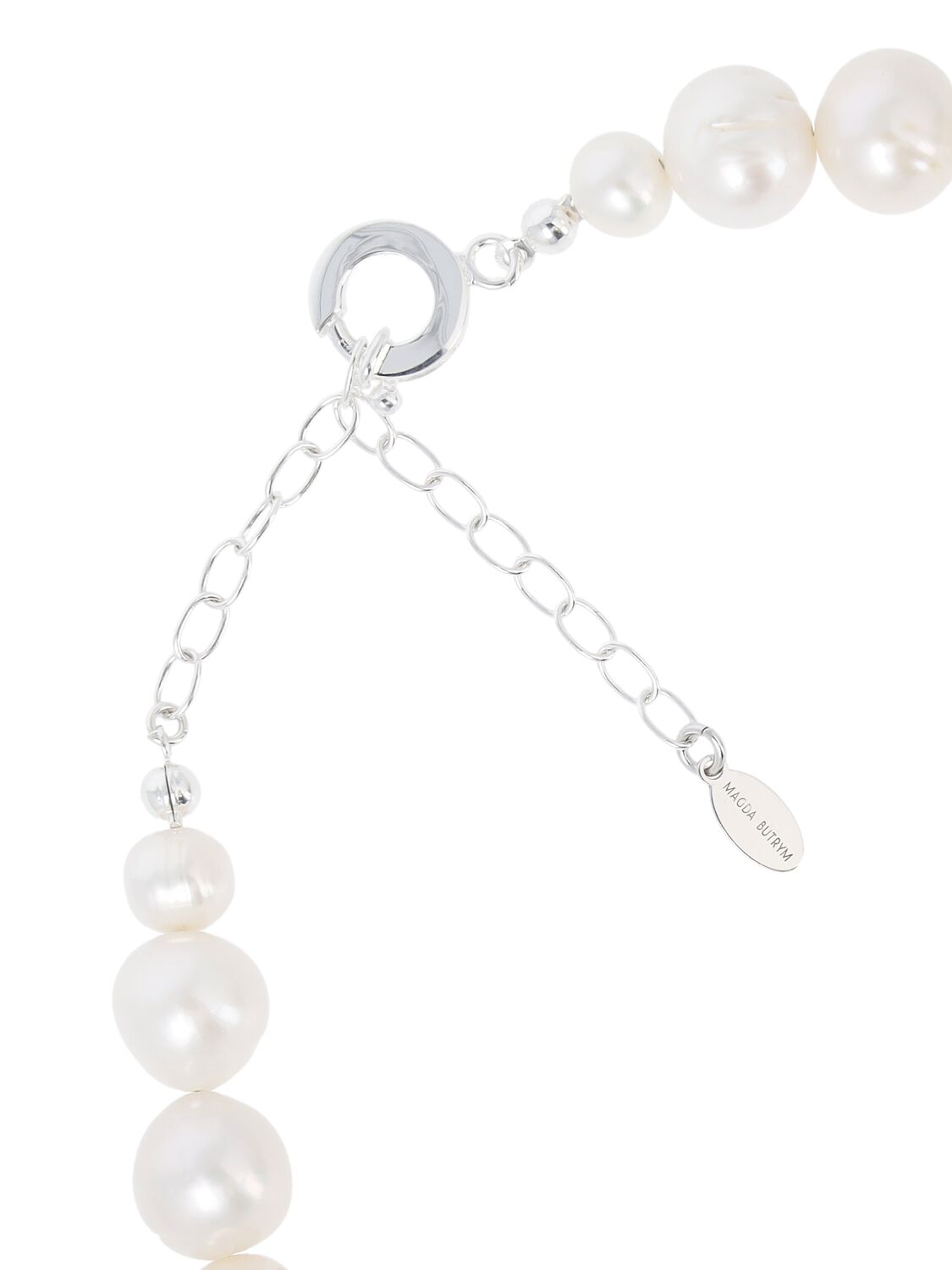Shop Magda Butrym Silver And Pearl Collar Necklace In White