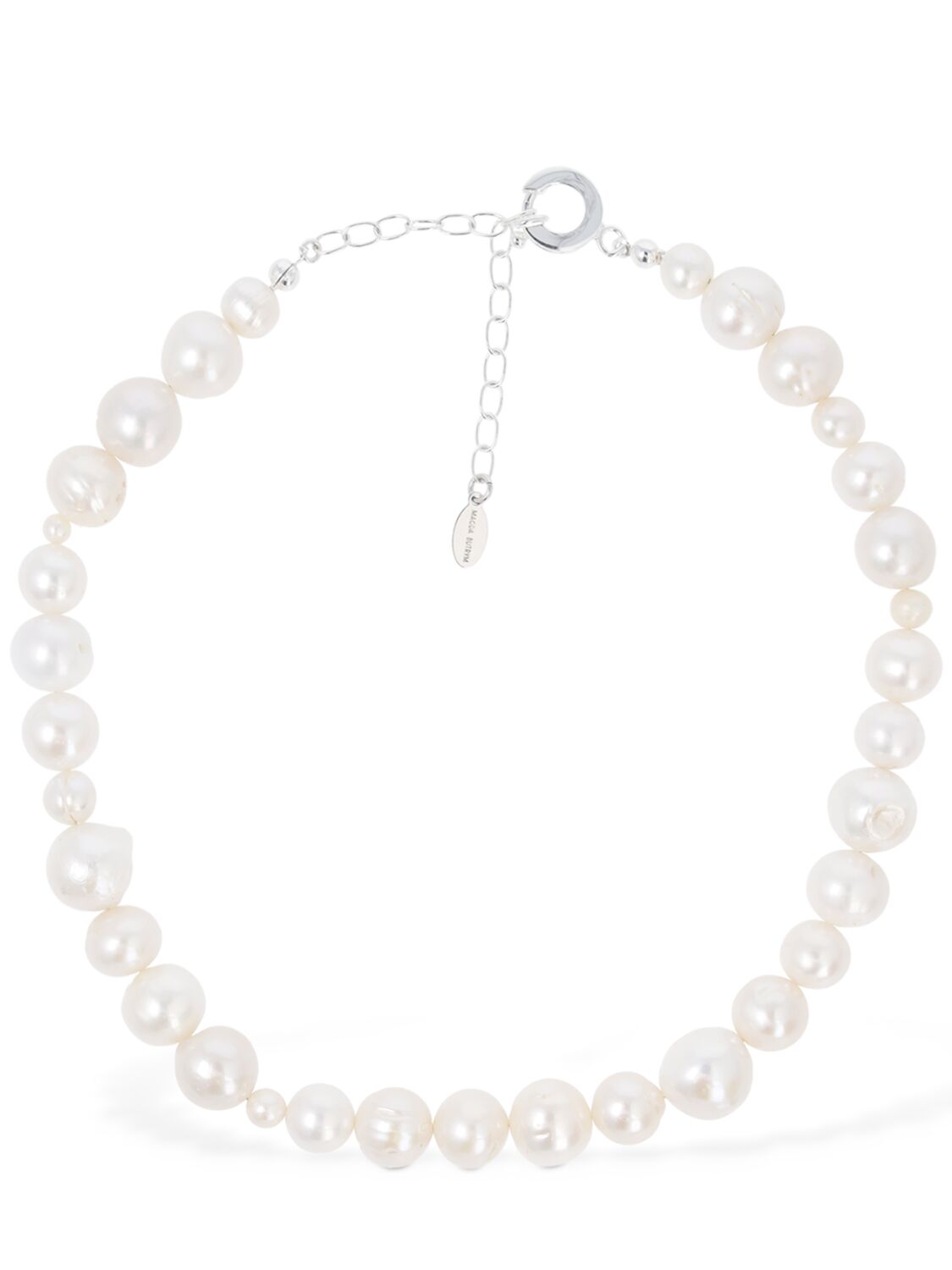 Magda Butrym Silver And Pearl Collar Necklace In White
