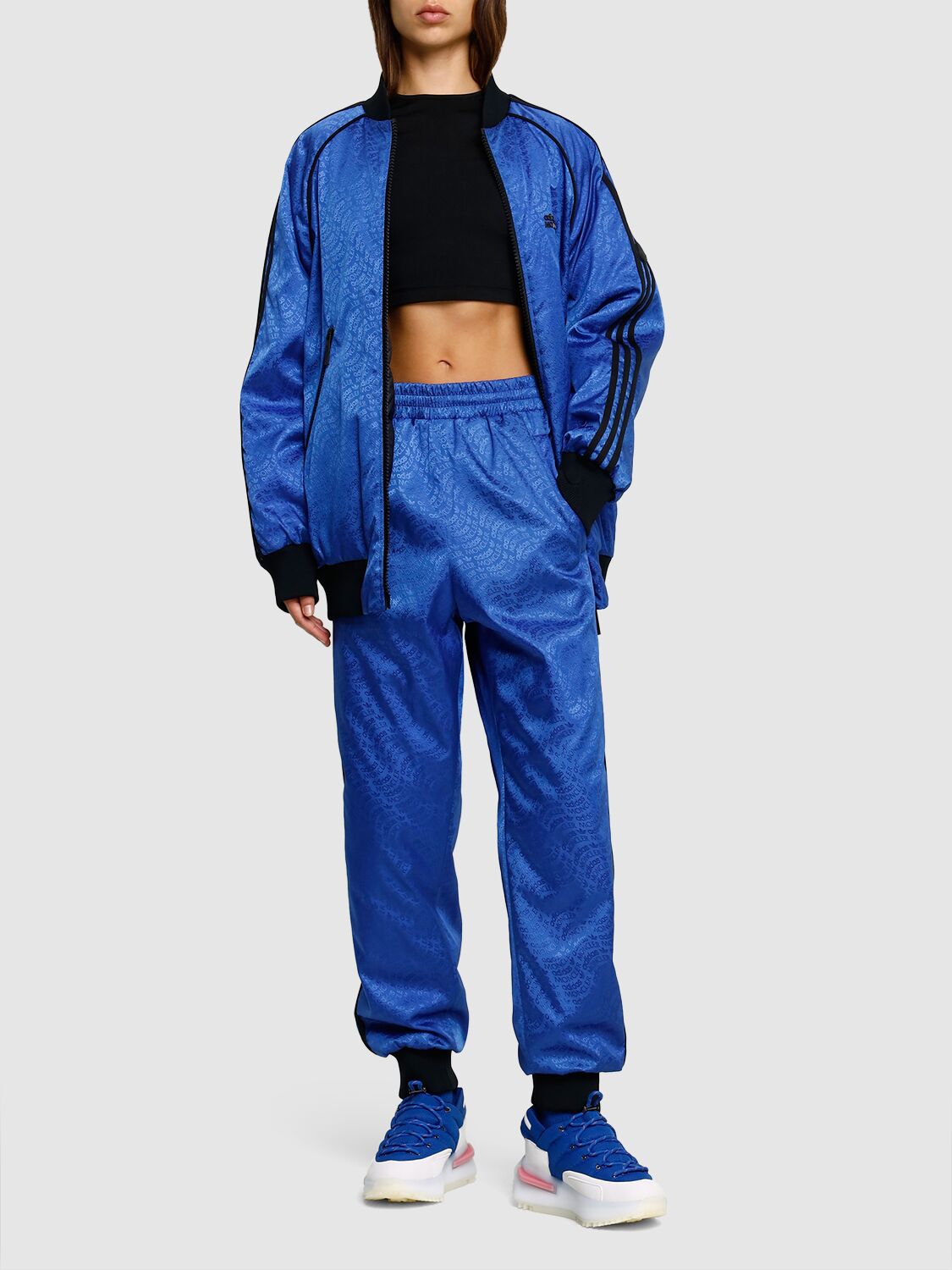Shop Moncler Genius Moncler X Adidas Nylon Sweatpants In Bright Blue