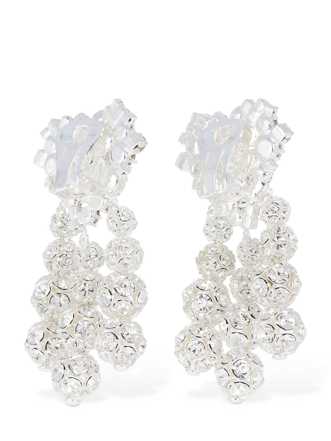 Shop Magda Butrym Crystal Heart Dangle Earrings In Silver