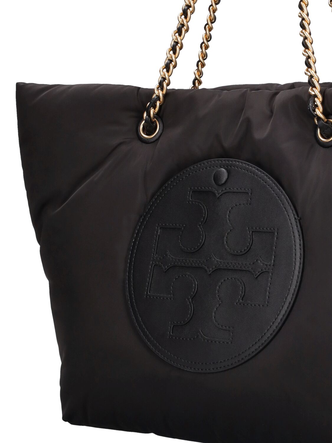 Shop Tory Burch Ella Puffy Chain Tote Leather Bag In Black