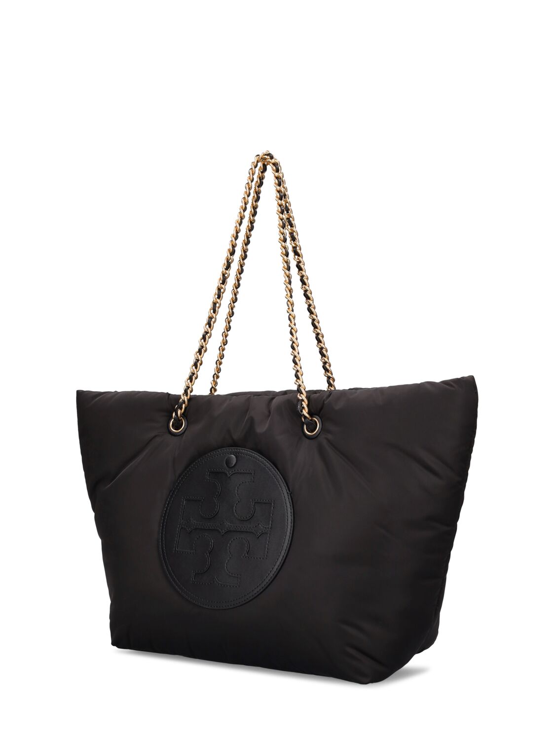 Shop Tory Burch Ella Puffy Chain Tote Leather Bag In Black