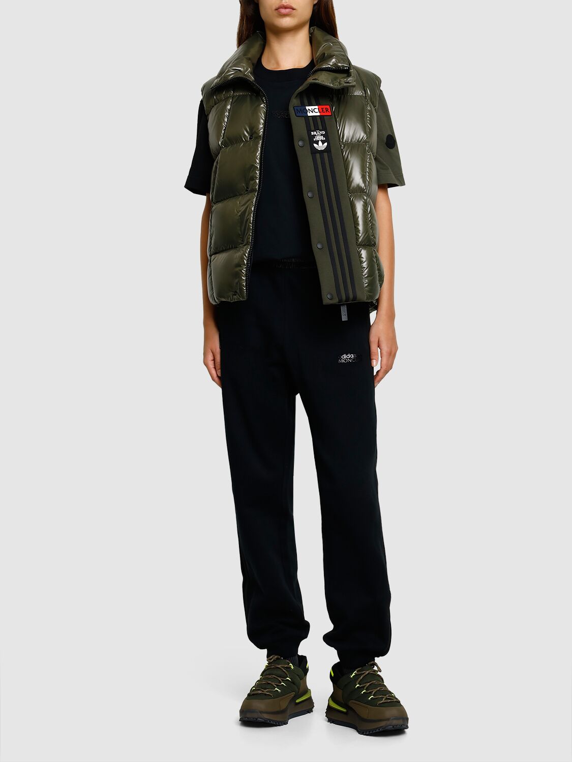 Shop Moncler Genius Moncler X Adidas Bozon Down Vest In Dark Green