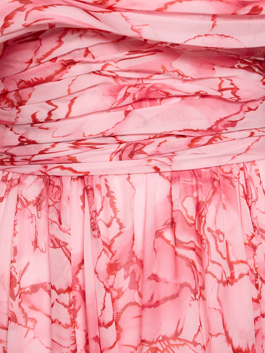Shop Giambattista Valli Silk Georgette Off-the-shoulder Dress In Pink,red