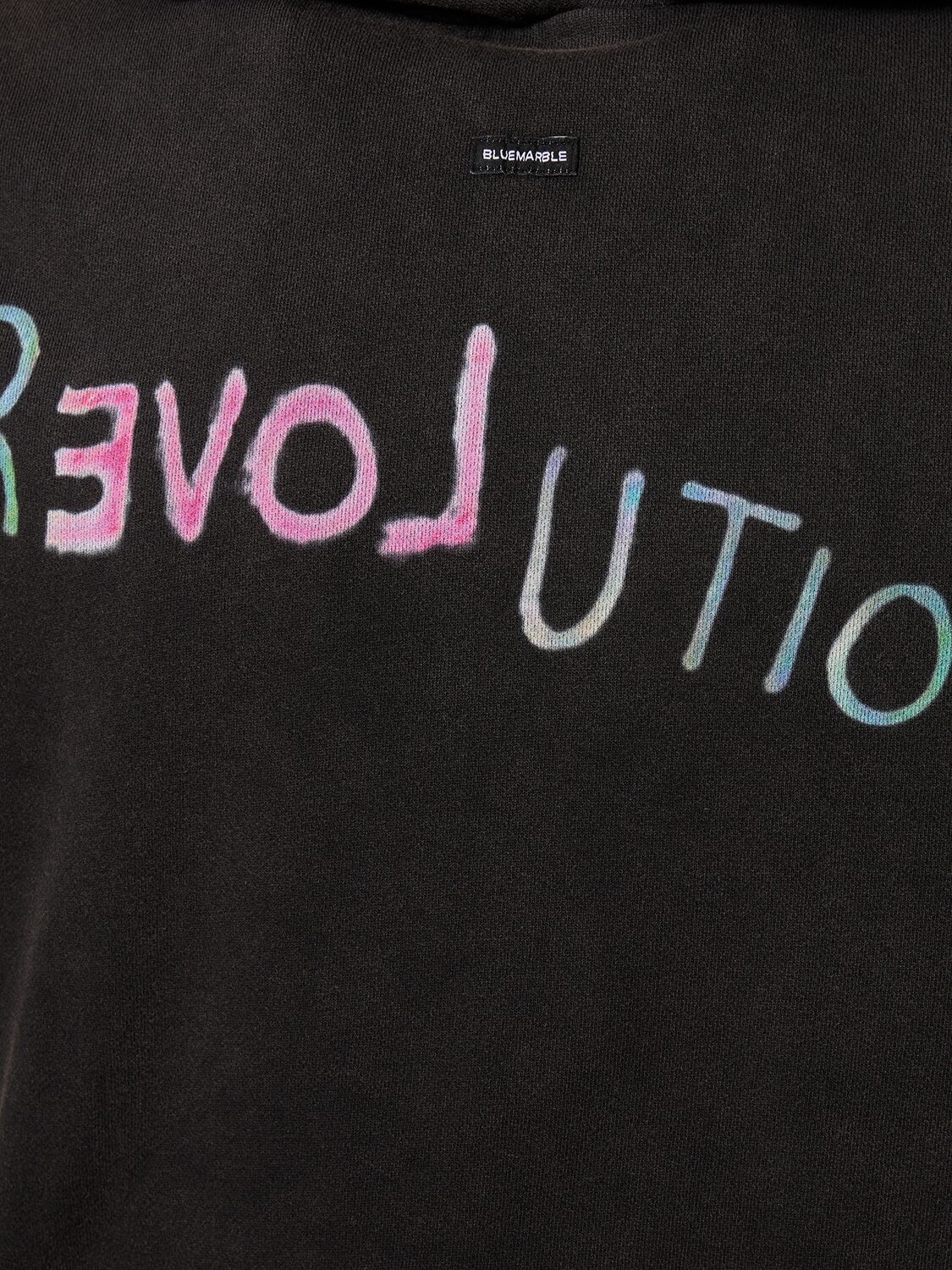 Shop Bluemarble "revolution" Printed Hoodie In Black