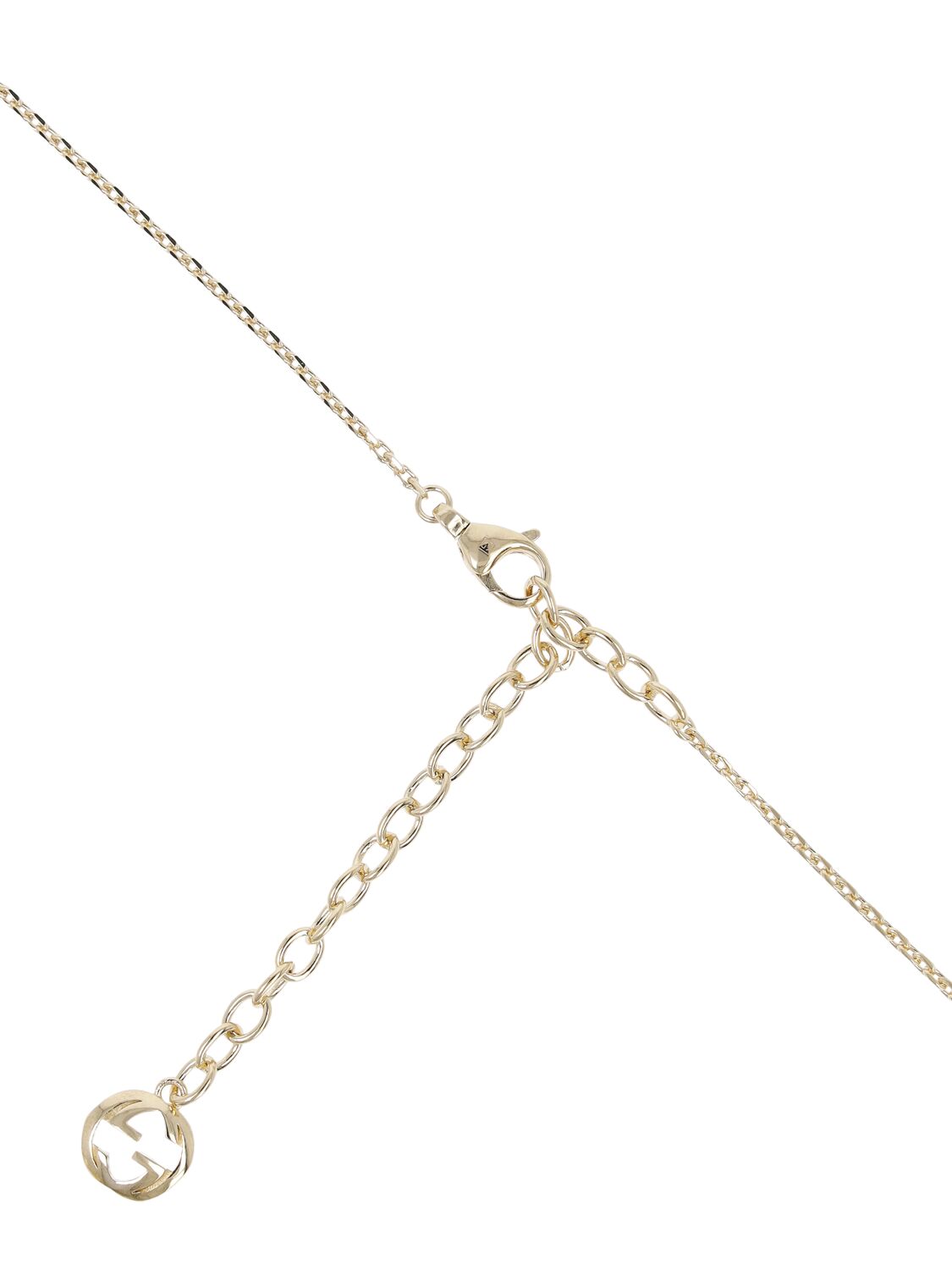 Shop Gucci Lettering Brass & Crystal Necklace In Cream