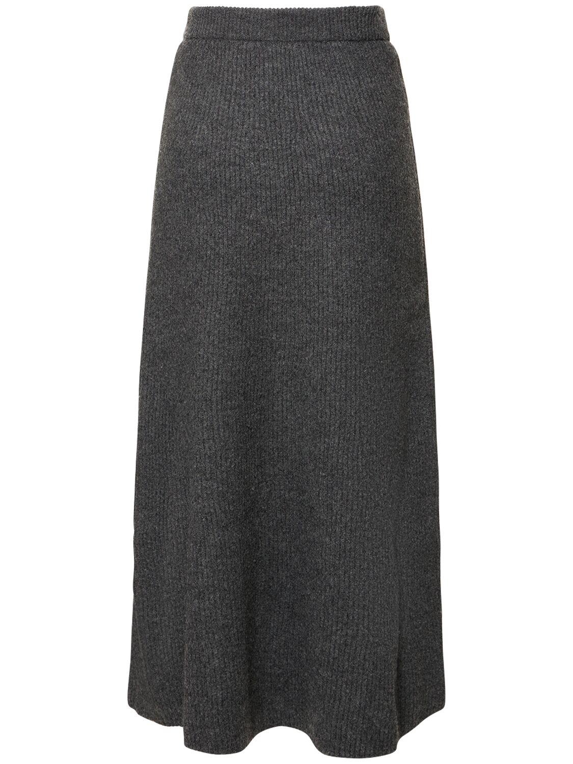 Shop Auralee Milled Wool Midi Skirt In Grey
