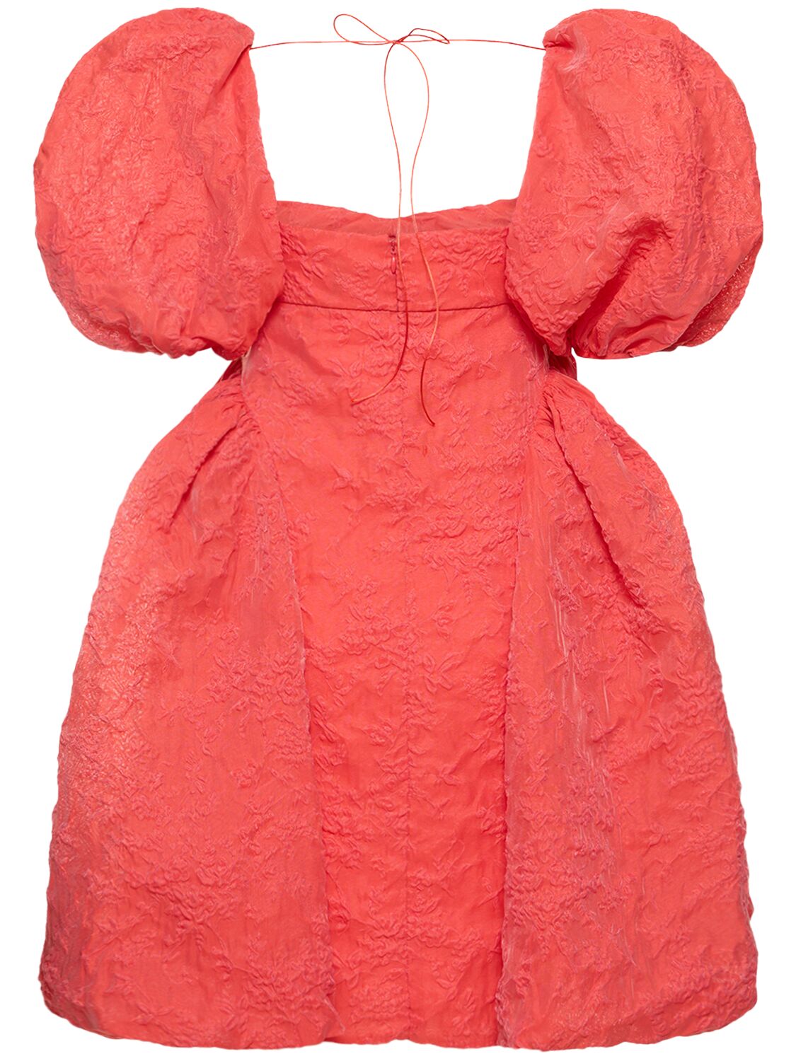 Shop Cecilie Bahnsen Sidra Cotton Blend Puff Sleeve Minidress In Poppy Red