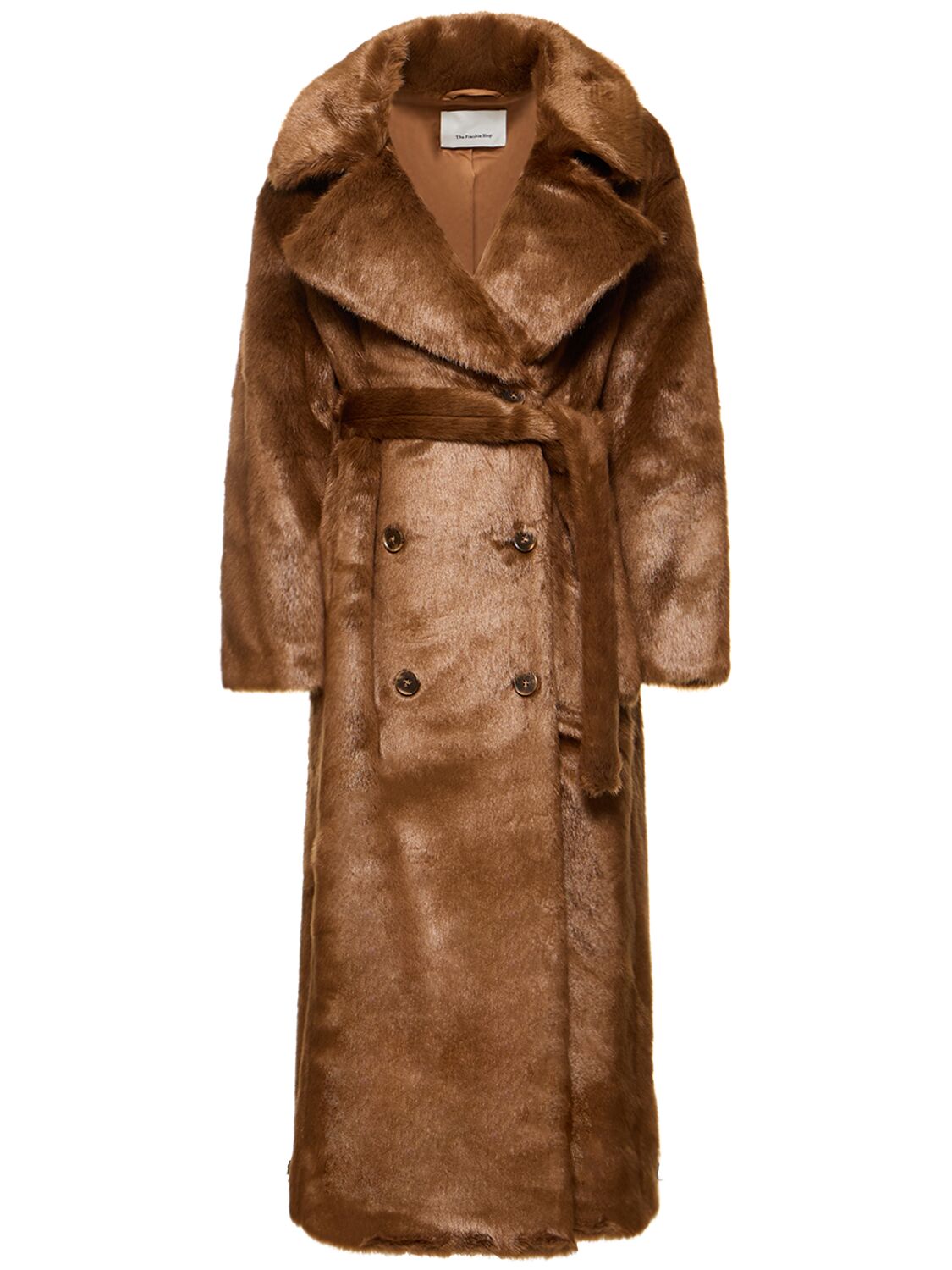 The Frankie Shop Joni Long Faux Fur Coat In Brown