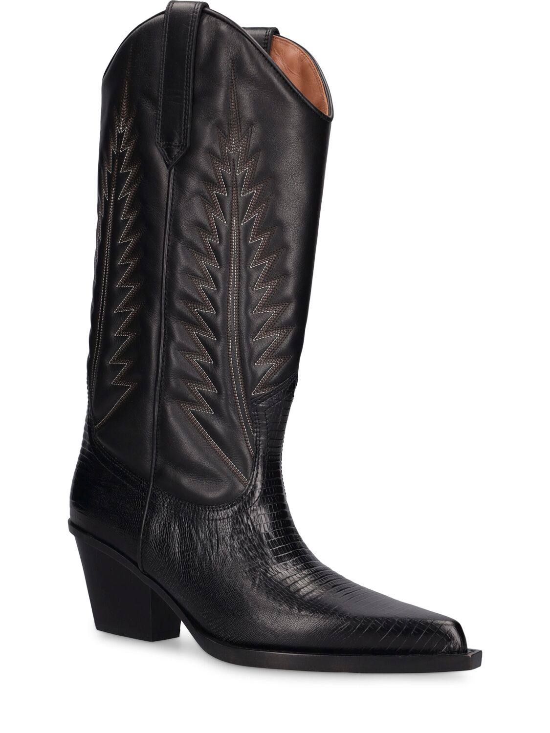Shop Paris Texas 60mm Rosario Lizard Print Leather Boots In Black