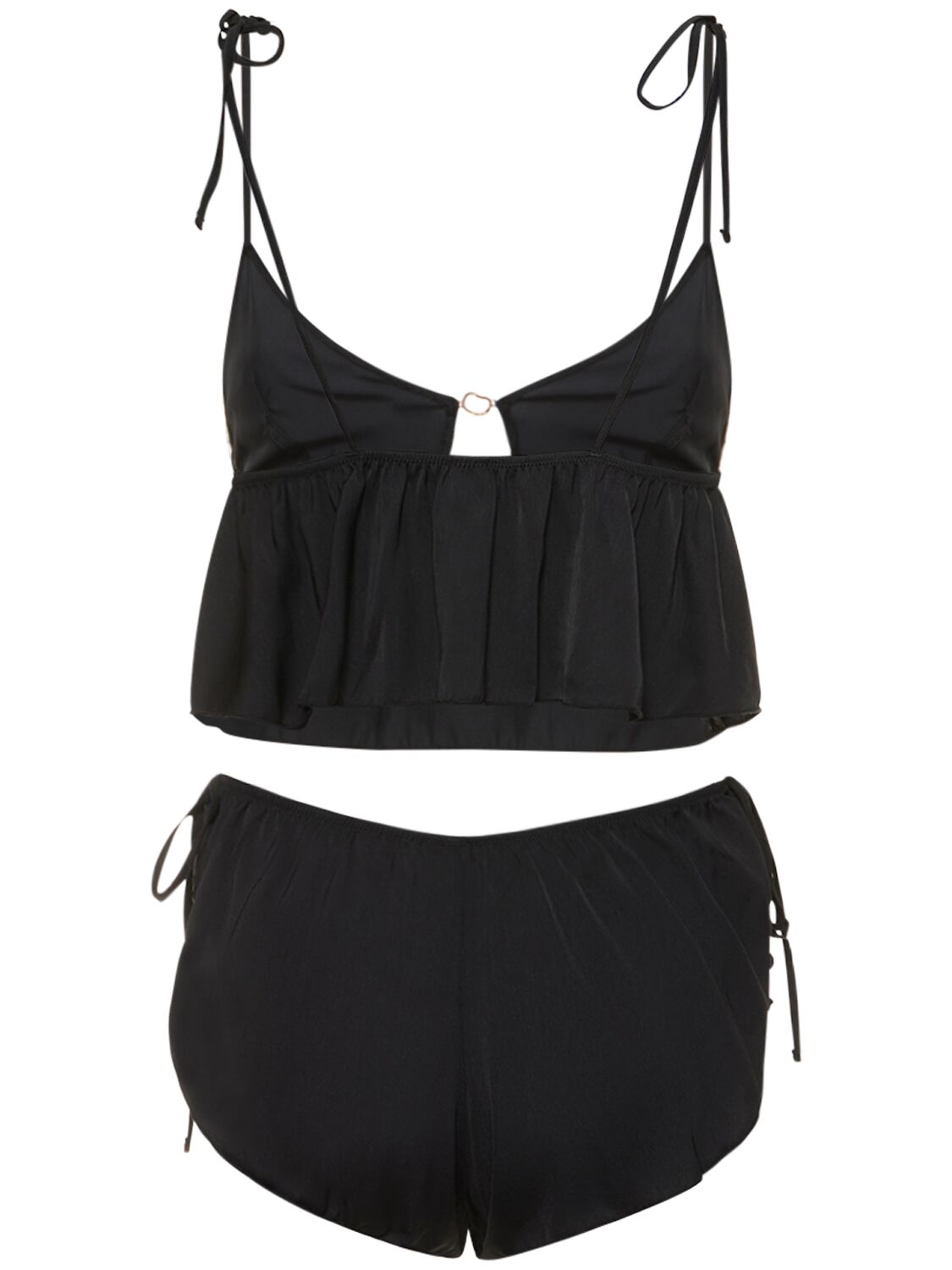 Shop Bluebella Nicole Luxury Satin Top & Shorts Set In Black