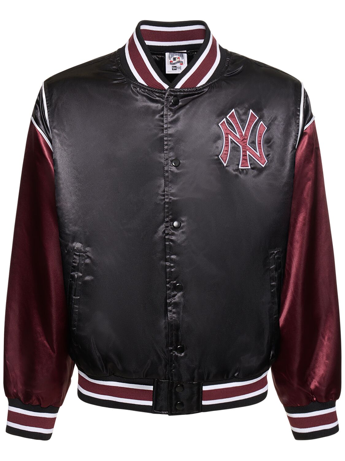 New Era Mlb Ny Yankees Satin Varsity Jacket In Black,purple