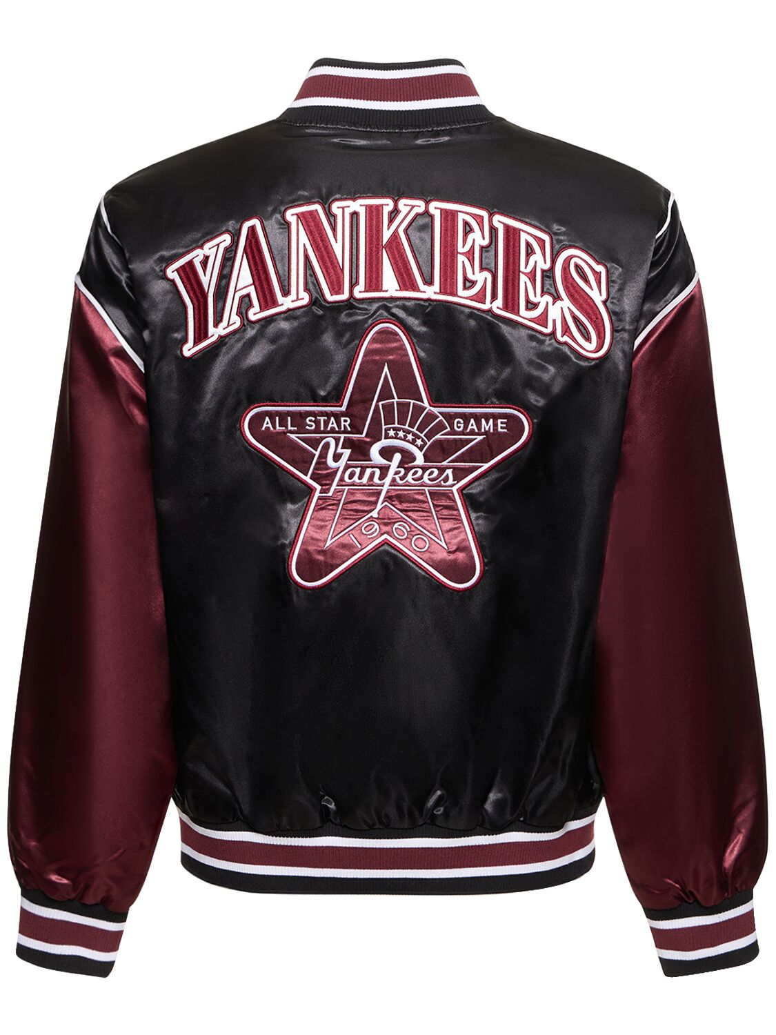 Shop New Era Mlb Ny Yankees Satin Varsity Jacket In Black,purple