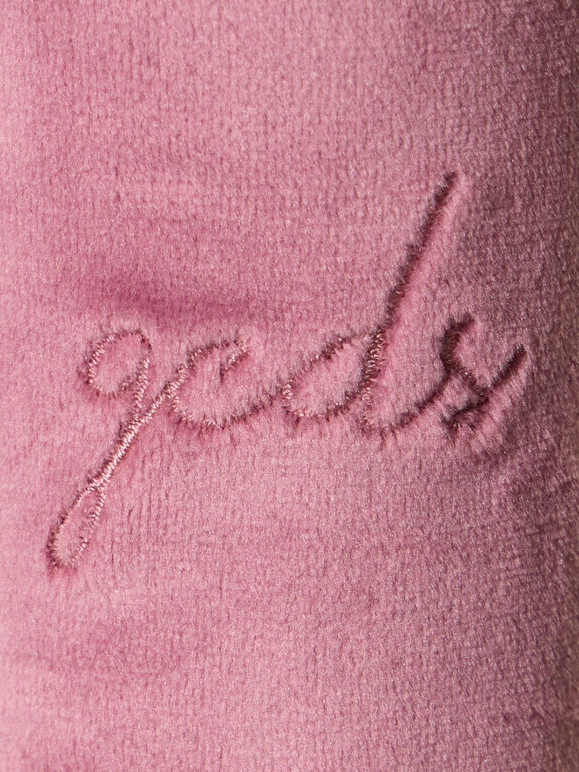 Shop Gcds Cropped Velvet Long Sleeve Top In Pink