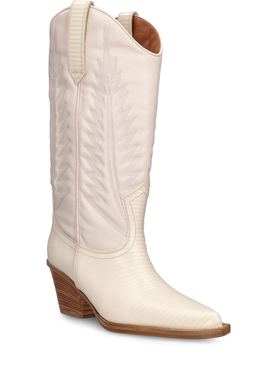 Shop Paris Texas 60mm Rosario Lizard Print Leather Boots In Off White