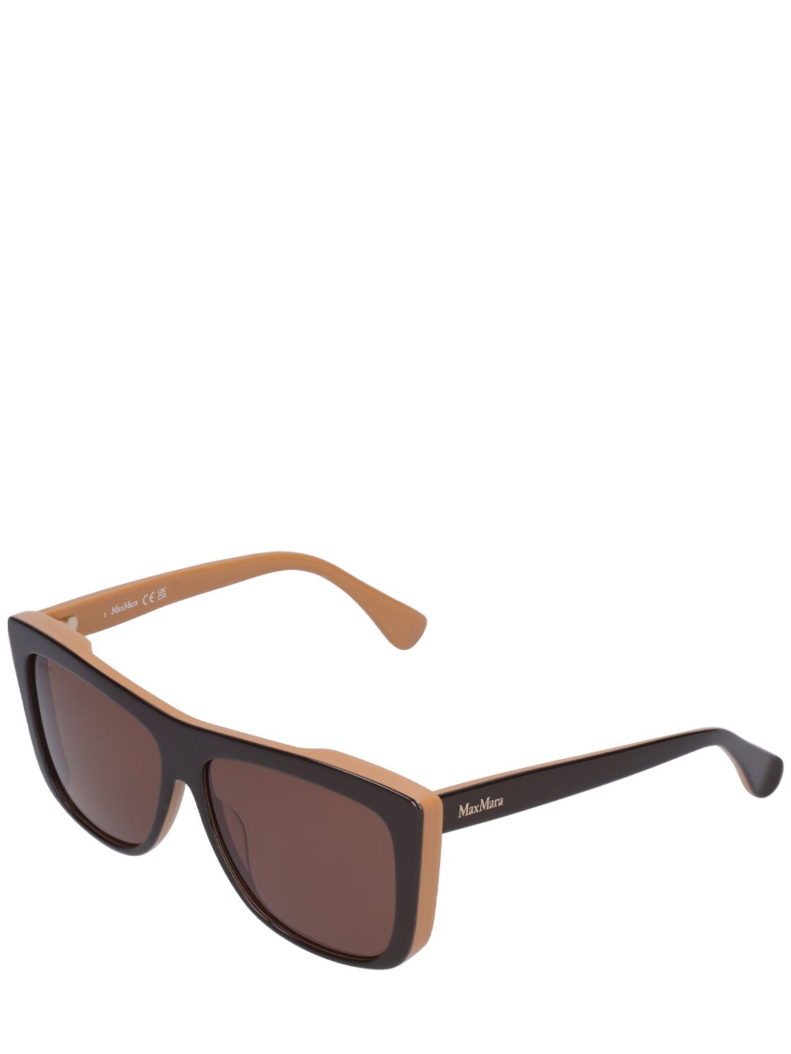 Shop Max Mara Lee Miller Squared Acetate Sunglasses In Brown