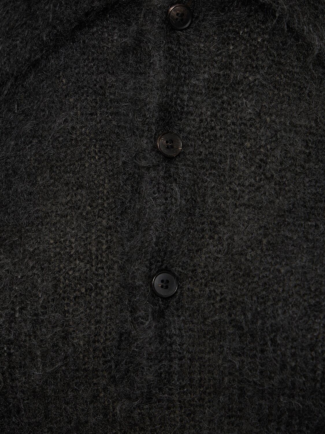 Shop Auralee Brushed Mohair & Wool Knit Polo In Black