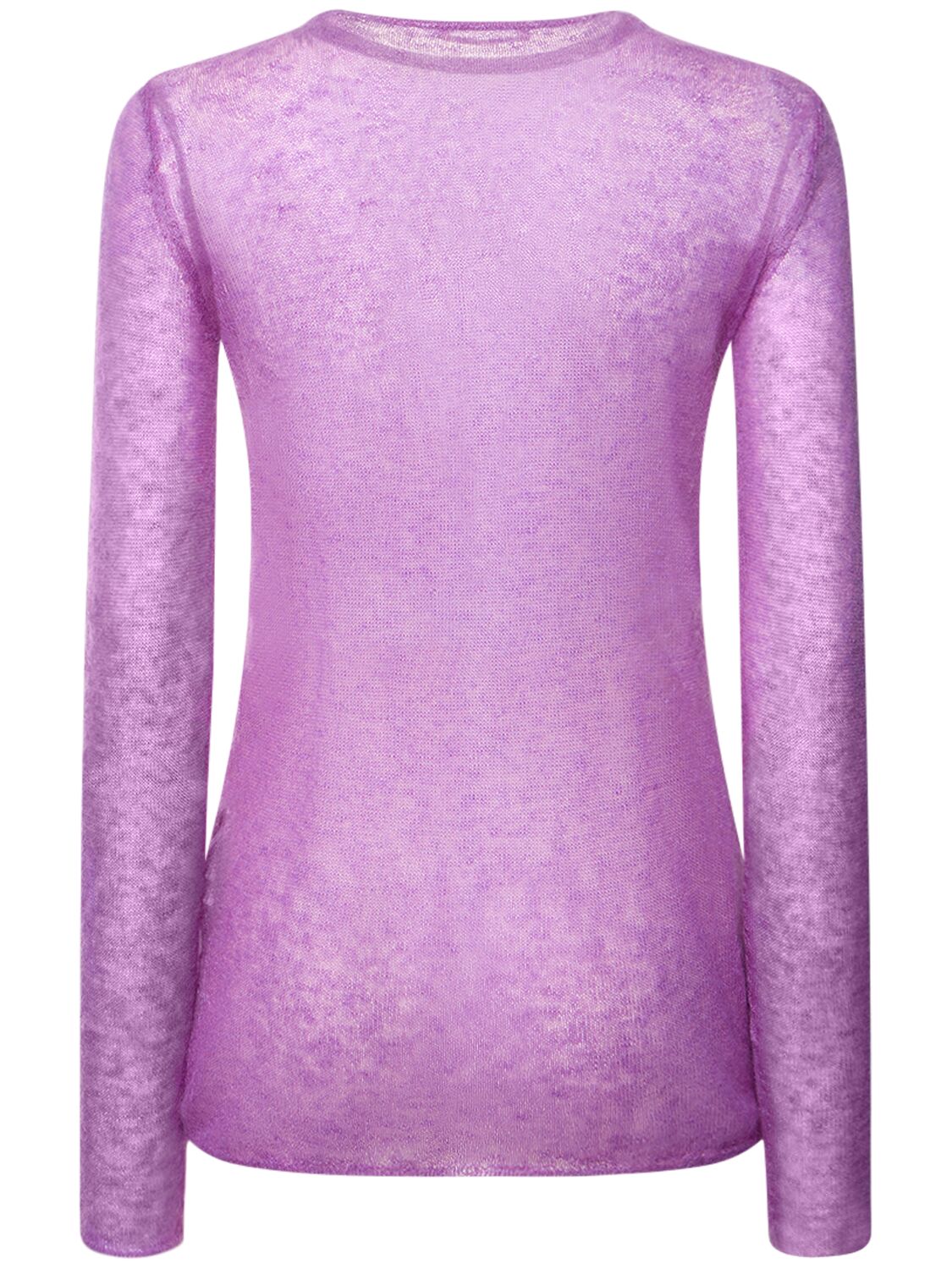 Shop Auralee Kid Mohair Sheer Knit Boatneck Sweater In Purple