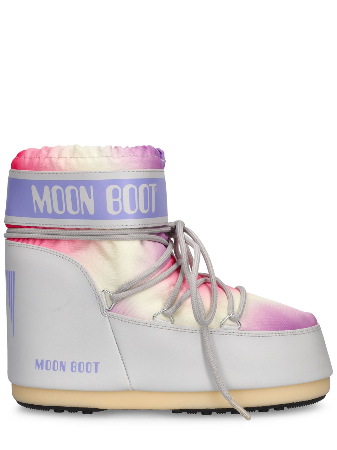 Moon Boot Icon Low Tie Dye Boots Glacier Grey In White,pink