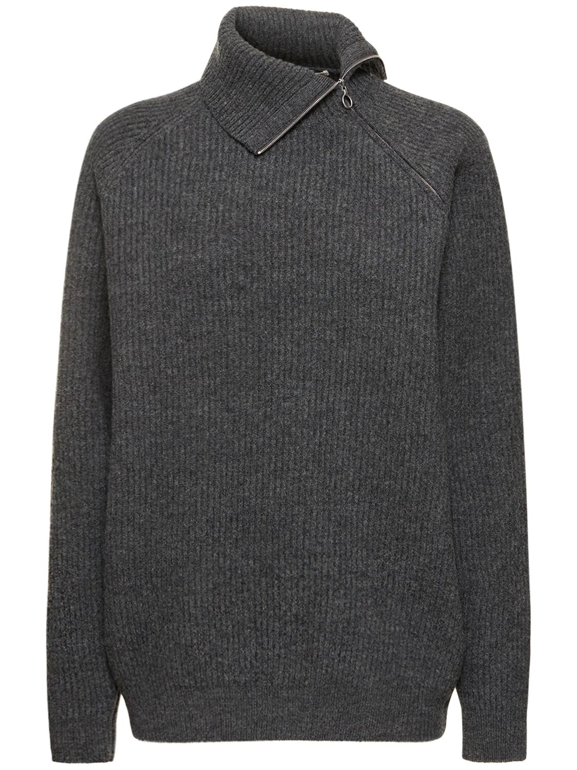 Auralee Milled Wool Knit Sweater In Grey