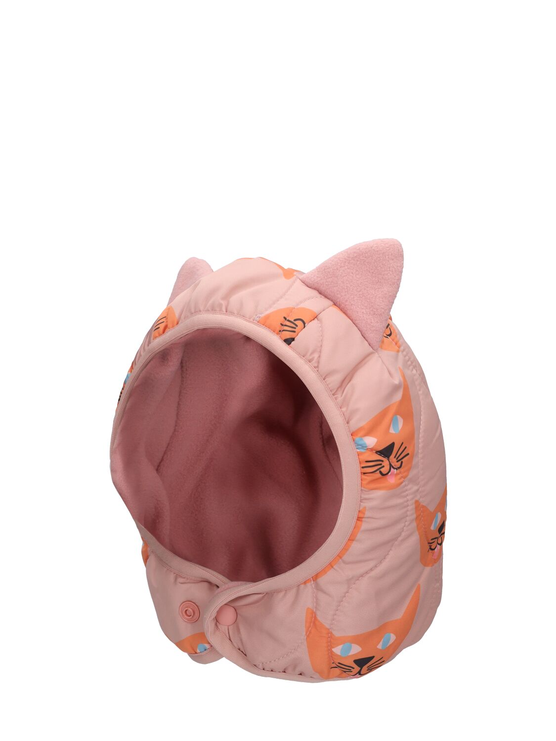 Shop Jellymallow Printed Quilted Nylon Hat W/ears In Pink