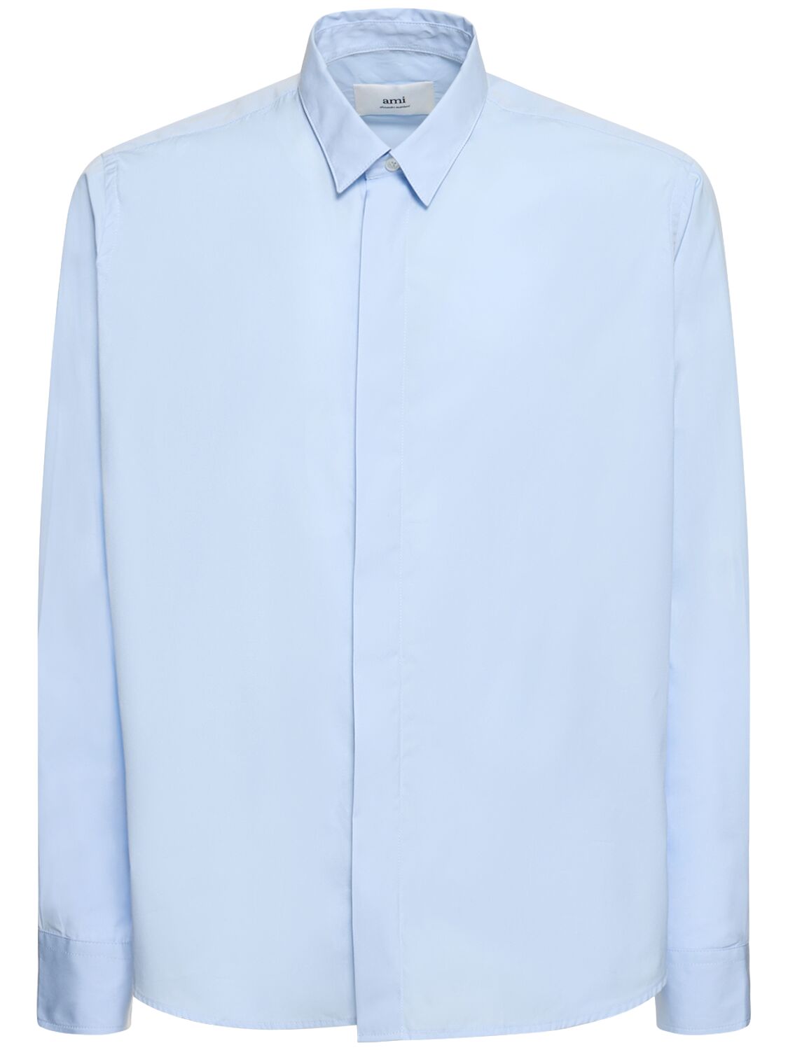 Ami Alexandre Mattiussi Tonal Logo Cotton Shirt In Feather Blue