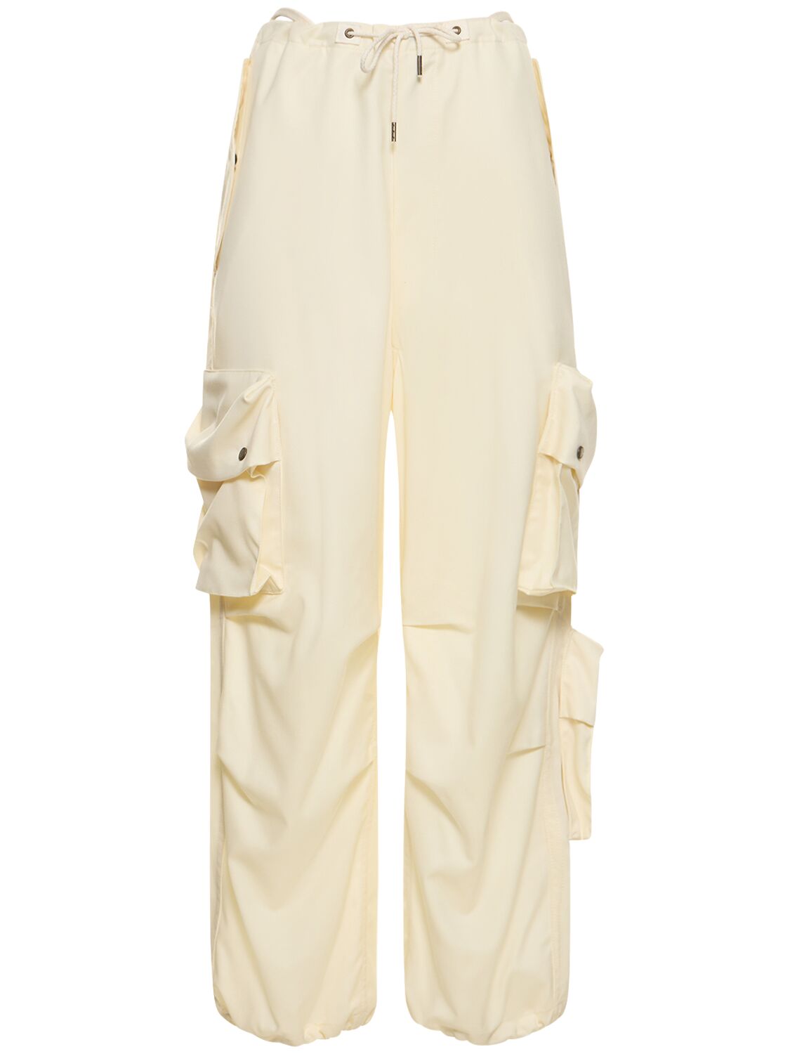 Shop Darkpark Blair Wool Wide Cargo Pants In Off-white
