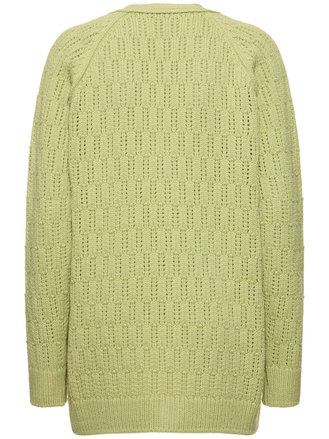 Shop Auralee Rib Knit Wool Cardigan In Light Green