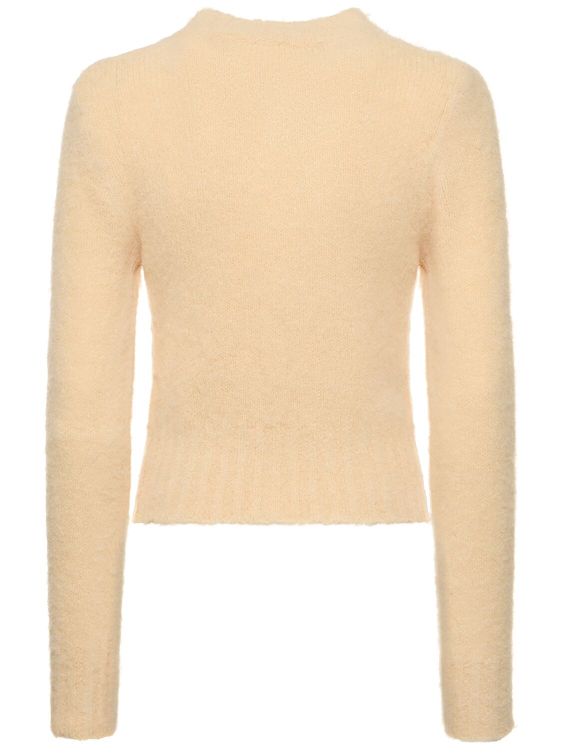 Shop Ami Alexandre Mattiussi Brushed Alpaca Blend Crewneck Sweater In Light Yellow