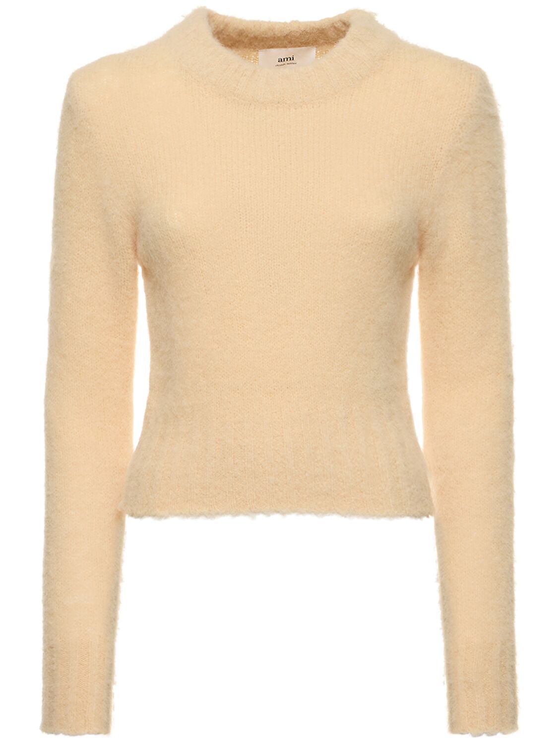 Shop Ami Alexandre Mattiussi Brushed Alpaca Blend Crewneck Sweater In Light Yellow