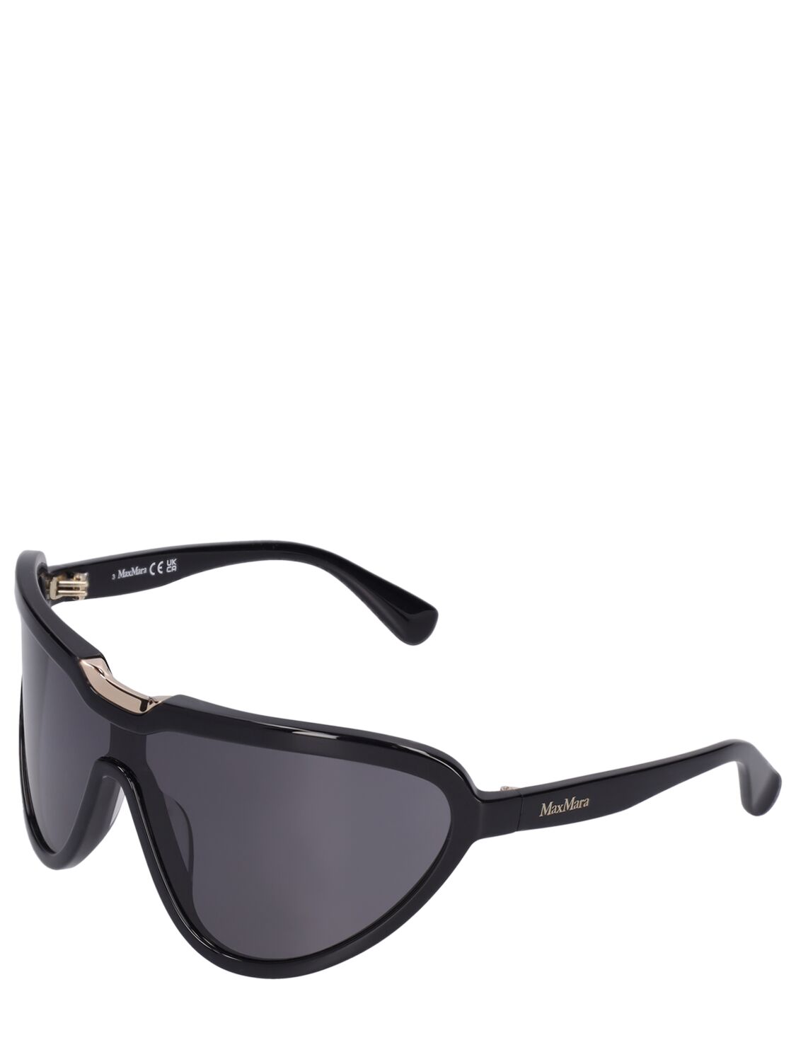 Shop Max Mara Emil Mask Acetate Sunglasses In Black,smoke