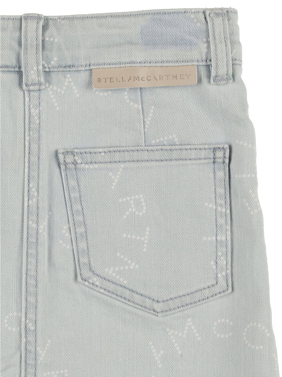 Shop Stella Mccartney Logo Print Organic Cotton Denim Skirt In Blau