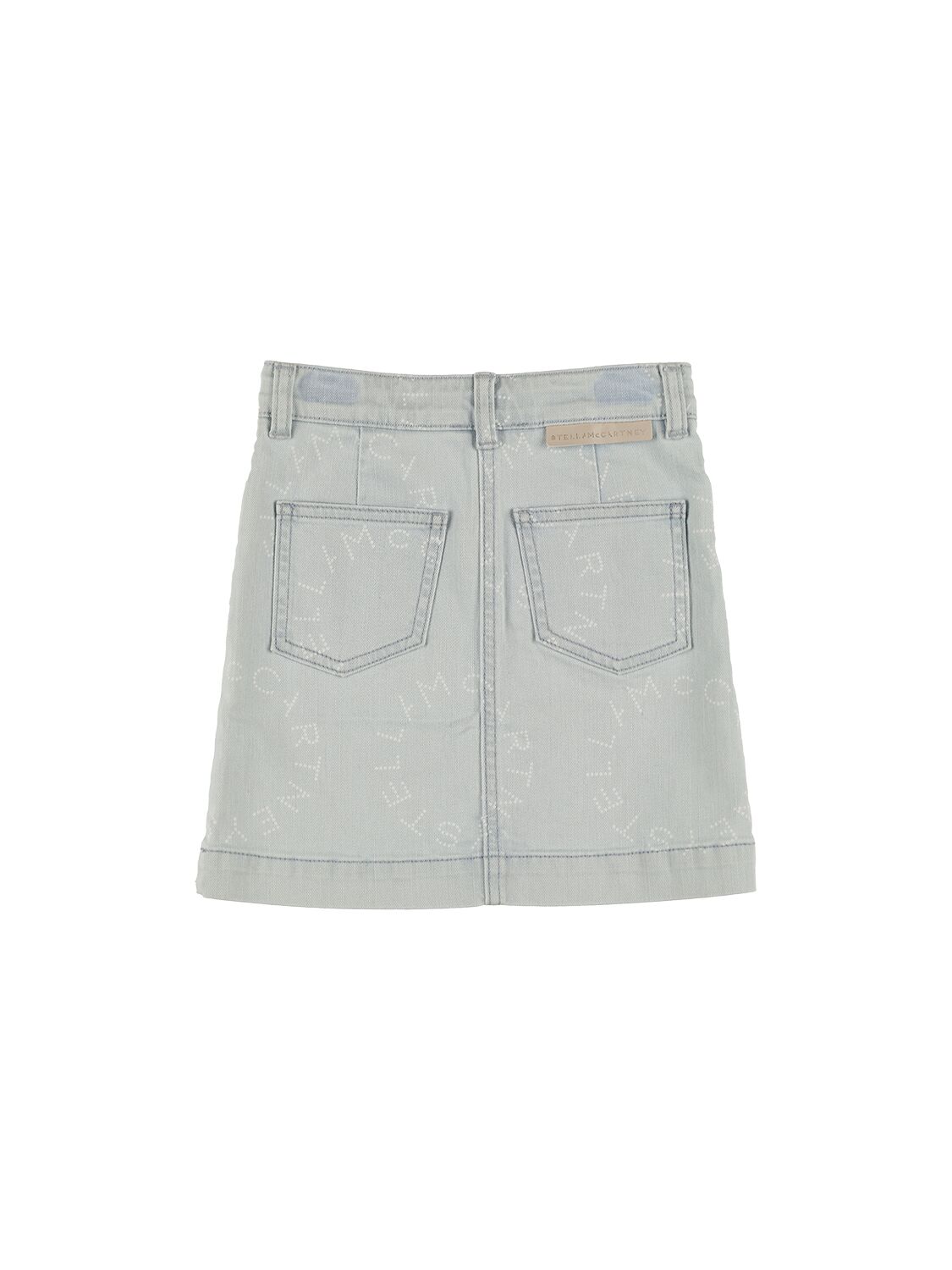 Shop Stella Mccartney Logo Print Organic Cotton Denim Skirt In Blau