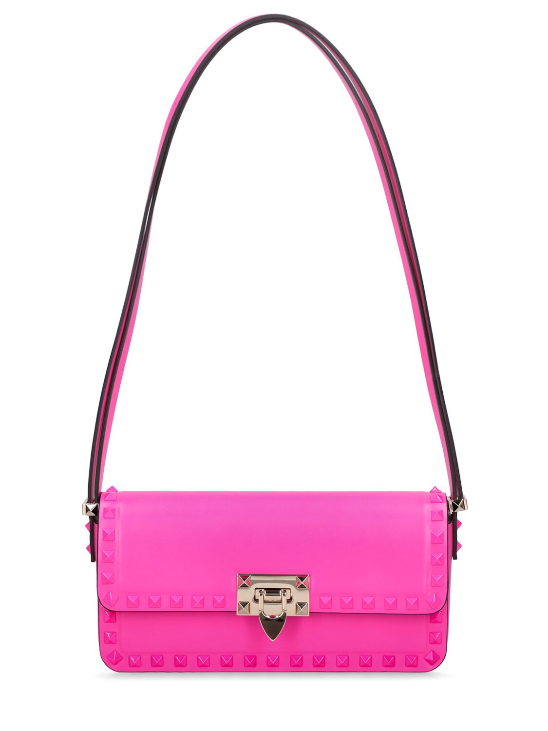 Valentino Garavani Rockstud Leather Shoulder Bag In Pp Pink