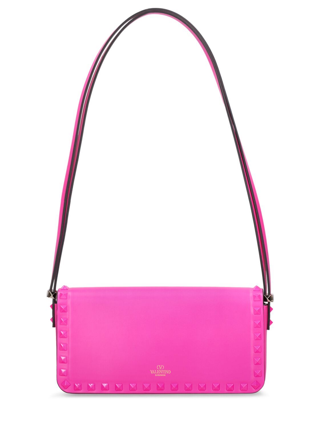 Shop Valentino Rockstud Leather Shoulder Bag In Pp Pink