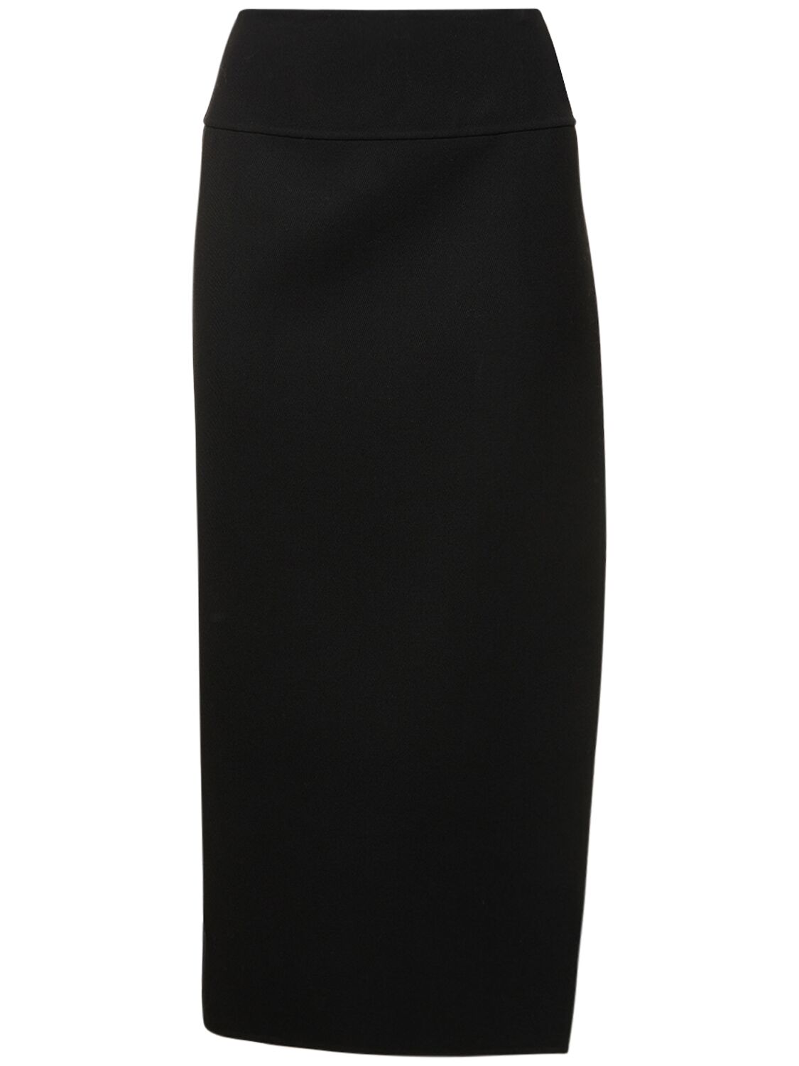 Auralee Double Cloth Hard Twist Midi Skirt In Black