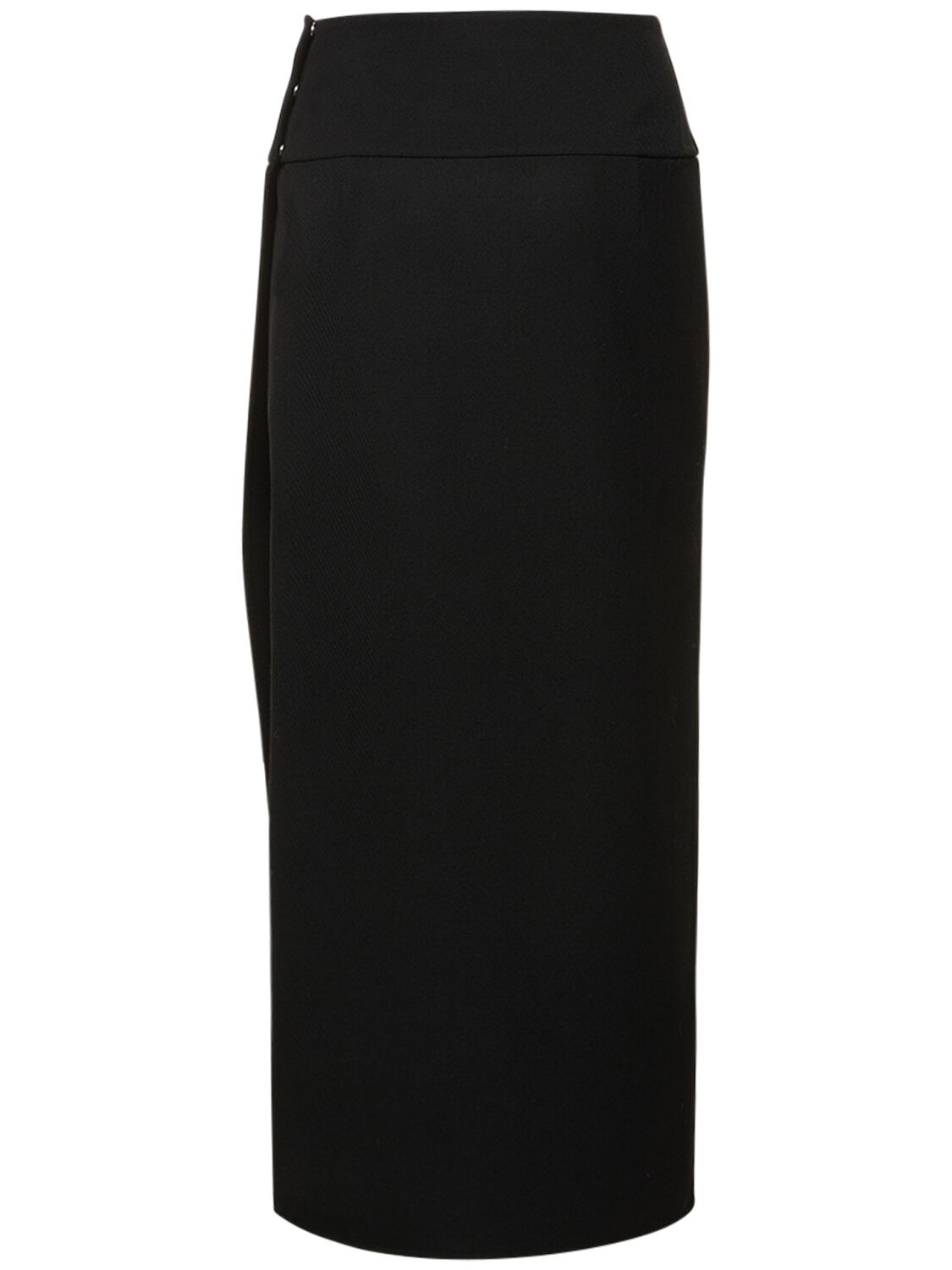 Shop Auralee Wool Midi Skirt In Black