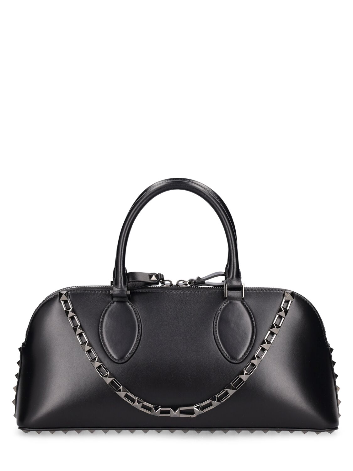 Valentino Garavani Rockstud Leather Duffle Bag In Black