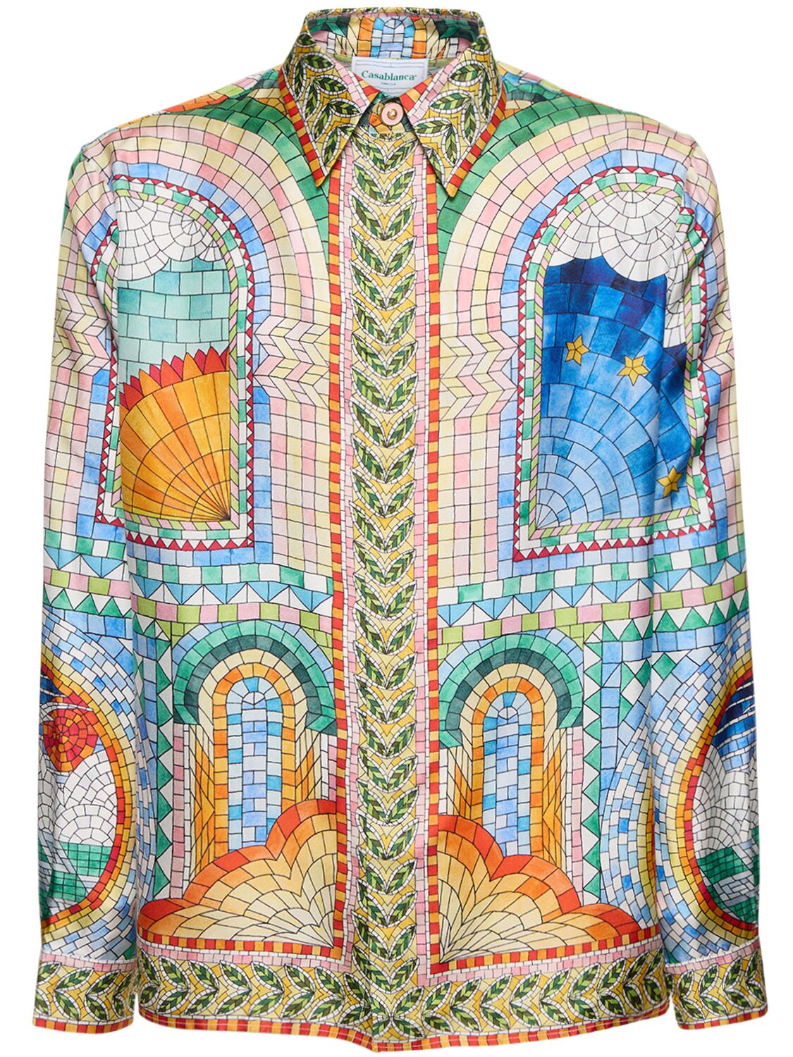 CASABLANCA MOSAIC DE DAMAS PRINT SILK TWILL SHIRT