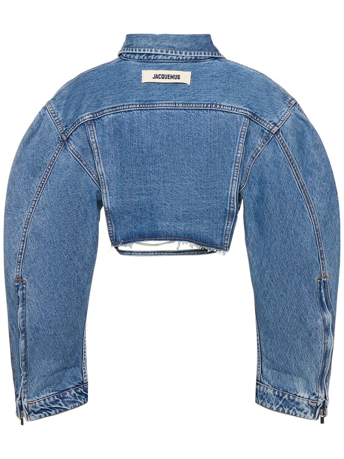 Shop Jacquemus Le Haut De Nimes Cropped Denim Jacket In Blue