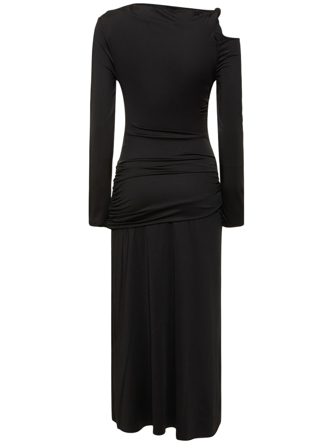 Shop Victoria Beckham Ruched Stretch Jersey Midi Dress In Black