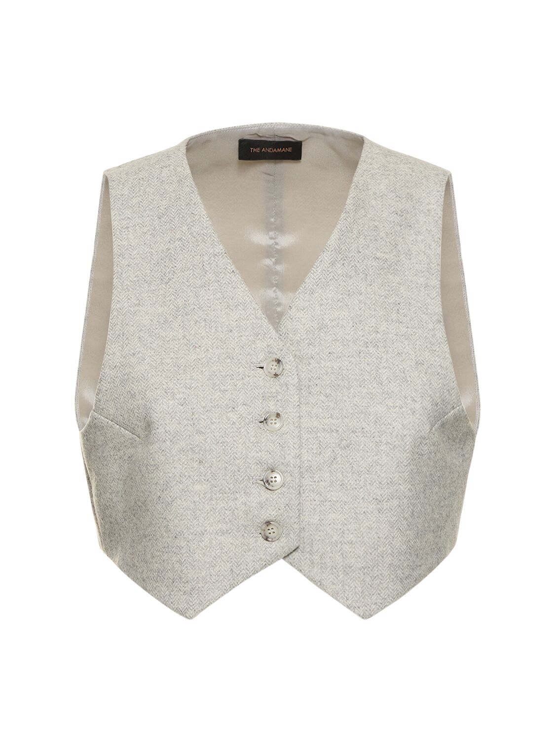 Shop The Andamane Nadine Wool Blend Crop Vest In Grey