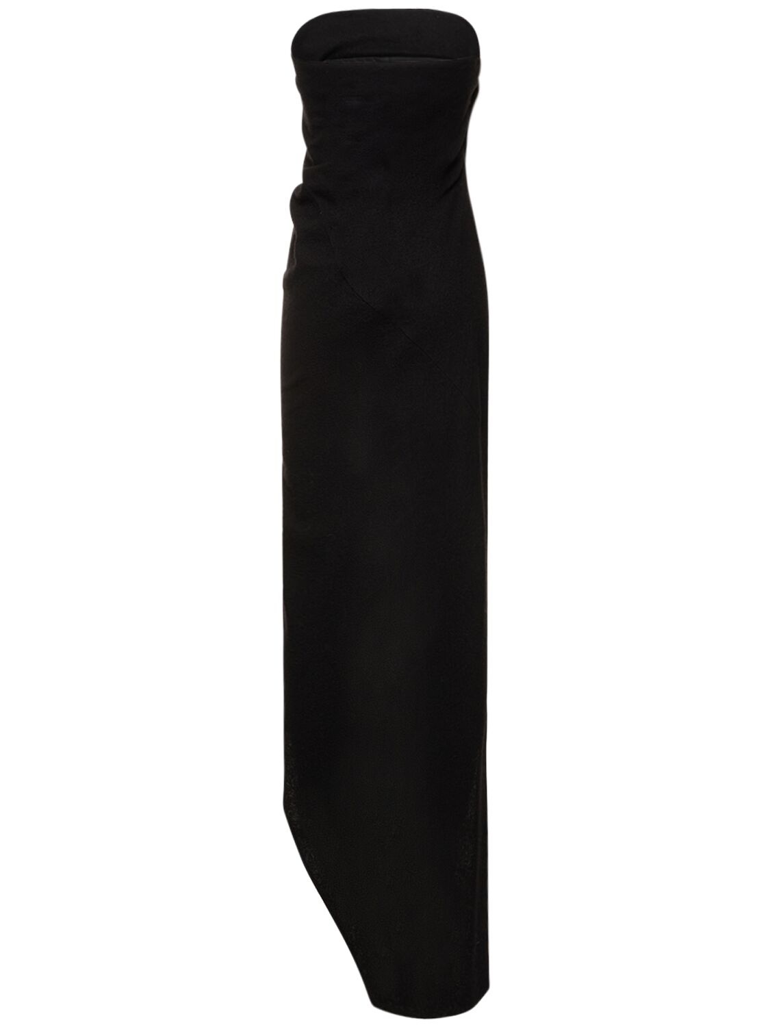 Shop Rick Owens Asymmetric Strapless Wool Top In Black