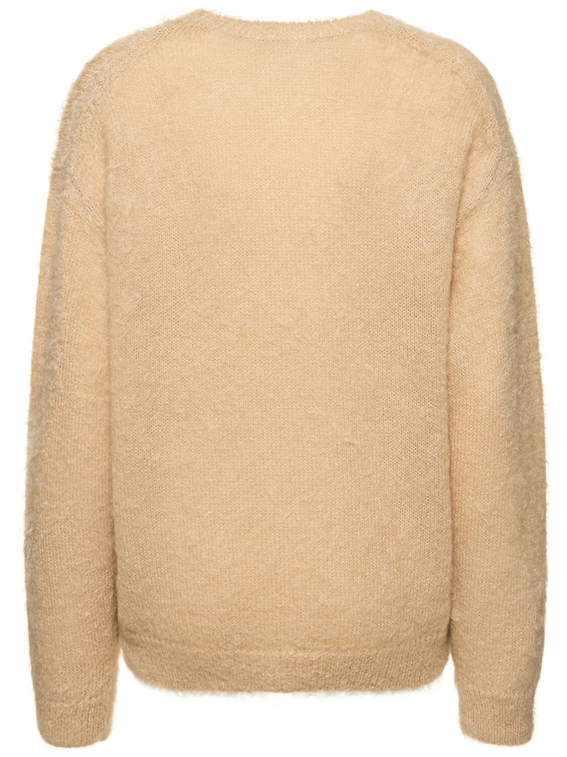 Shop Auralee Brushed Super Kid Mohair Knit Sweater In Beige
