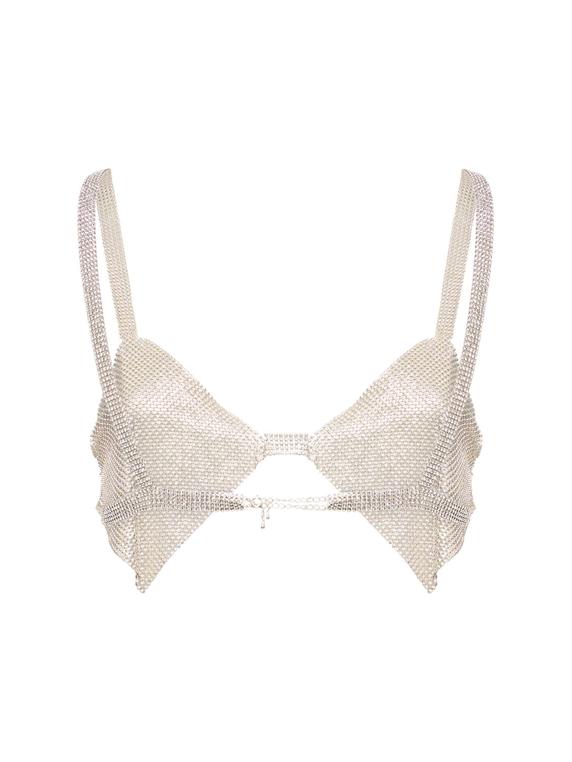 Shop Ludovic De Saint Sernin Crystal Mesh Bra In Silver