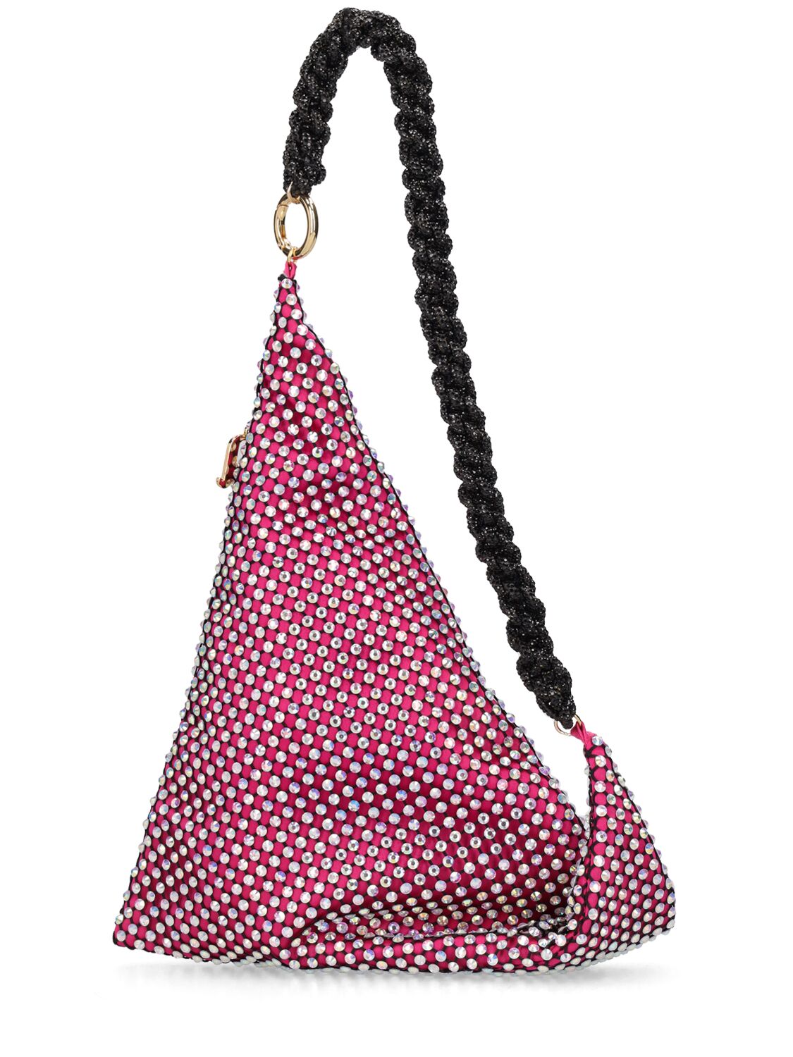 Shop Rosantica Small Vela Crystal Shoulder Bag In Fuchsia