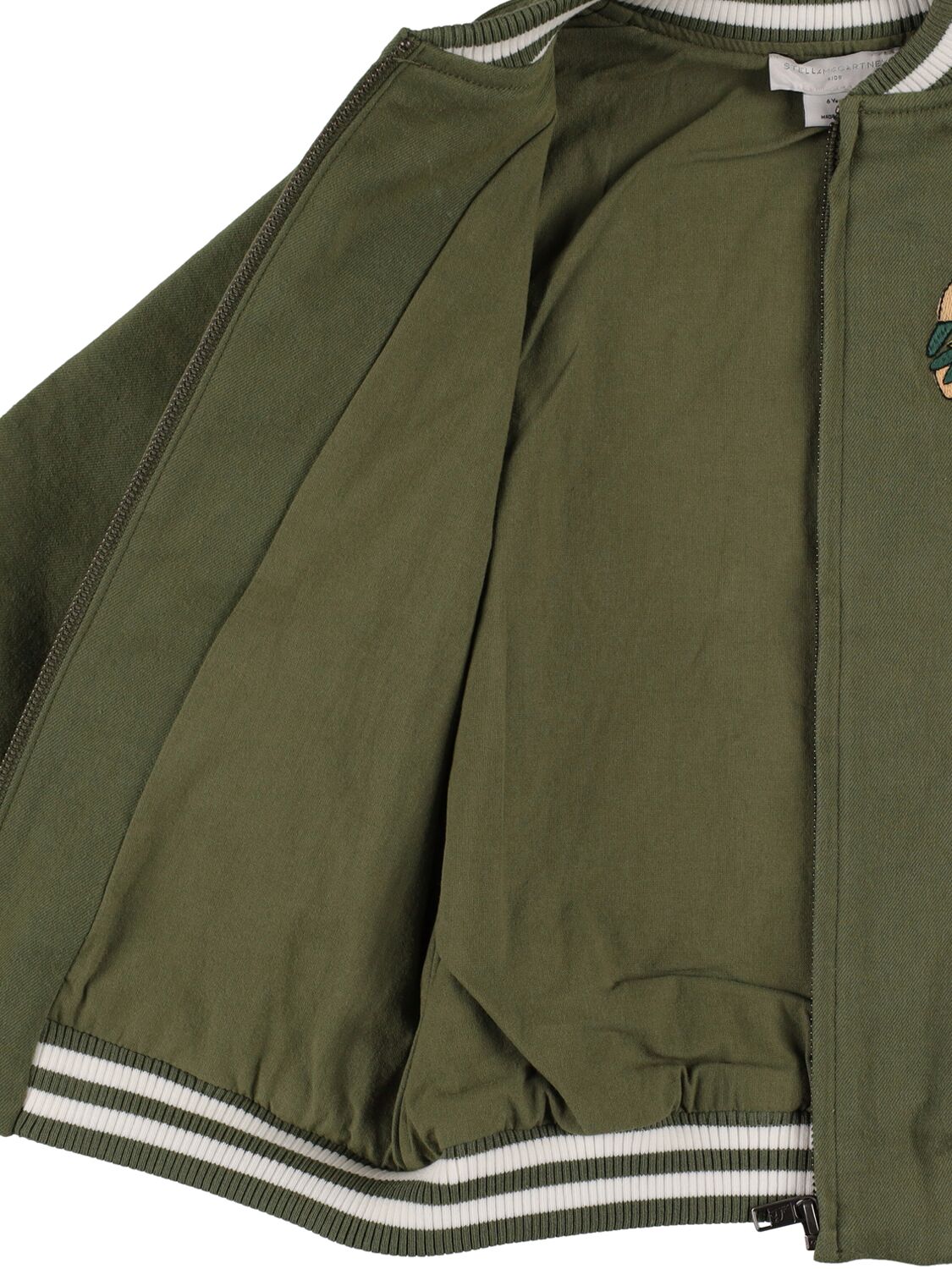 Shop Stella Mccartney Cotton Gabardine Bomber Jacket In Militärgrün