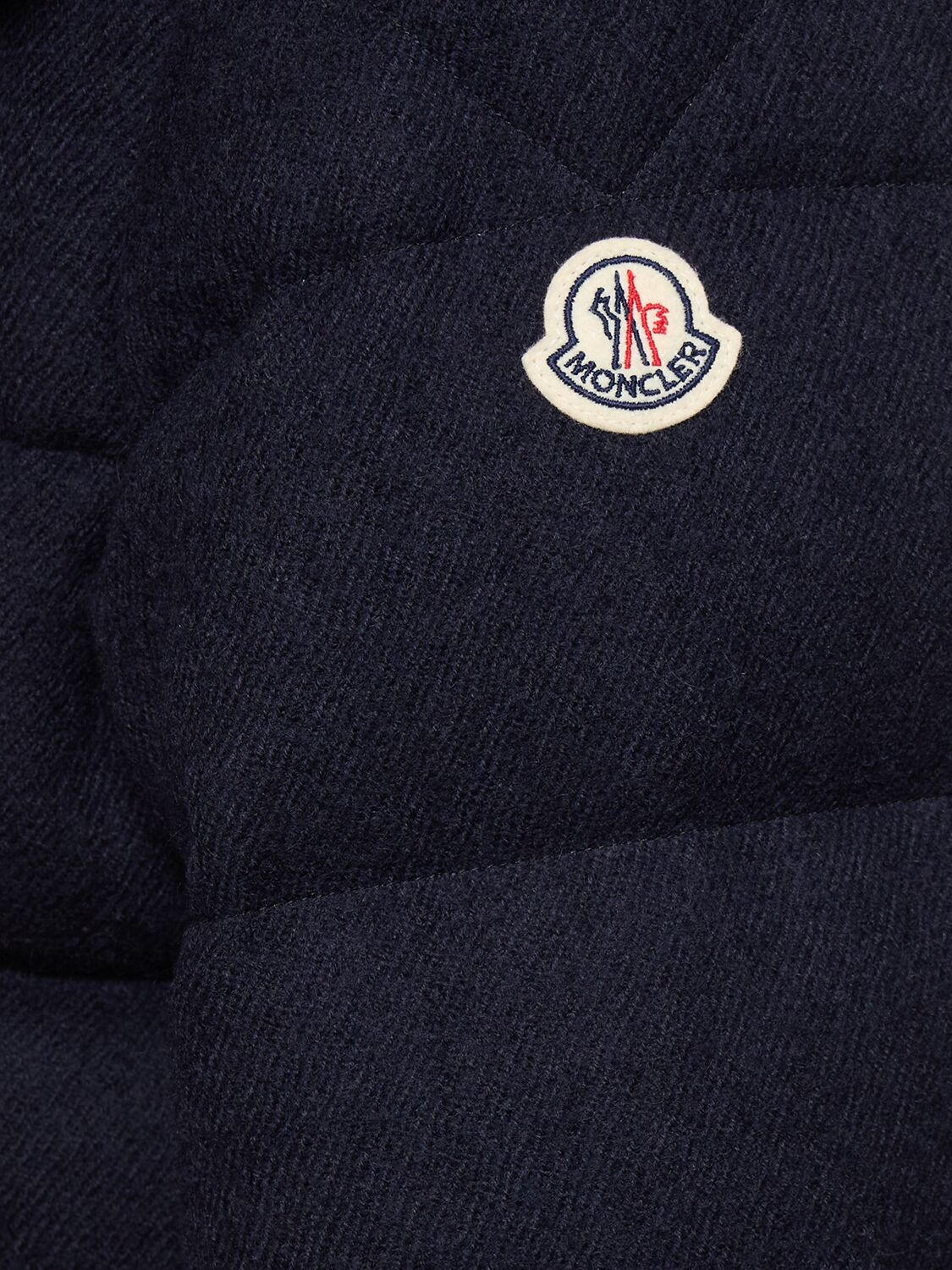 Shop Moncler Winnipeg Nylon & Felted Wool Down Jacket In Blue