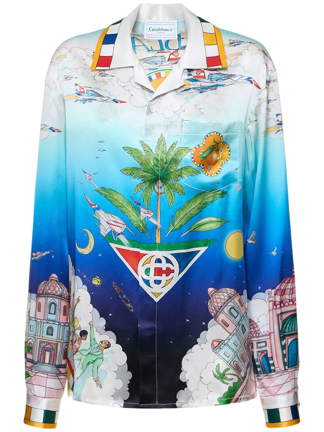 Casablanca Sky Printed Silk Twill Regular Shirt In Multicolor